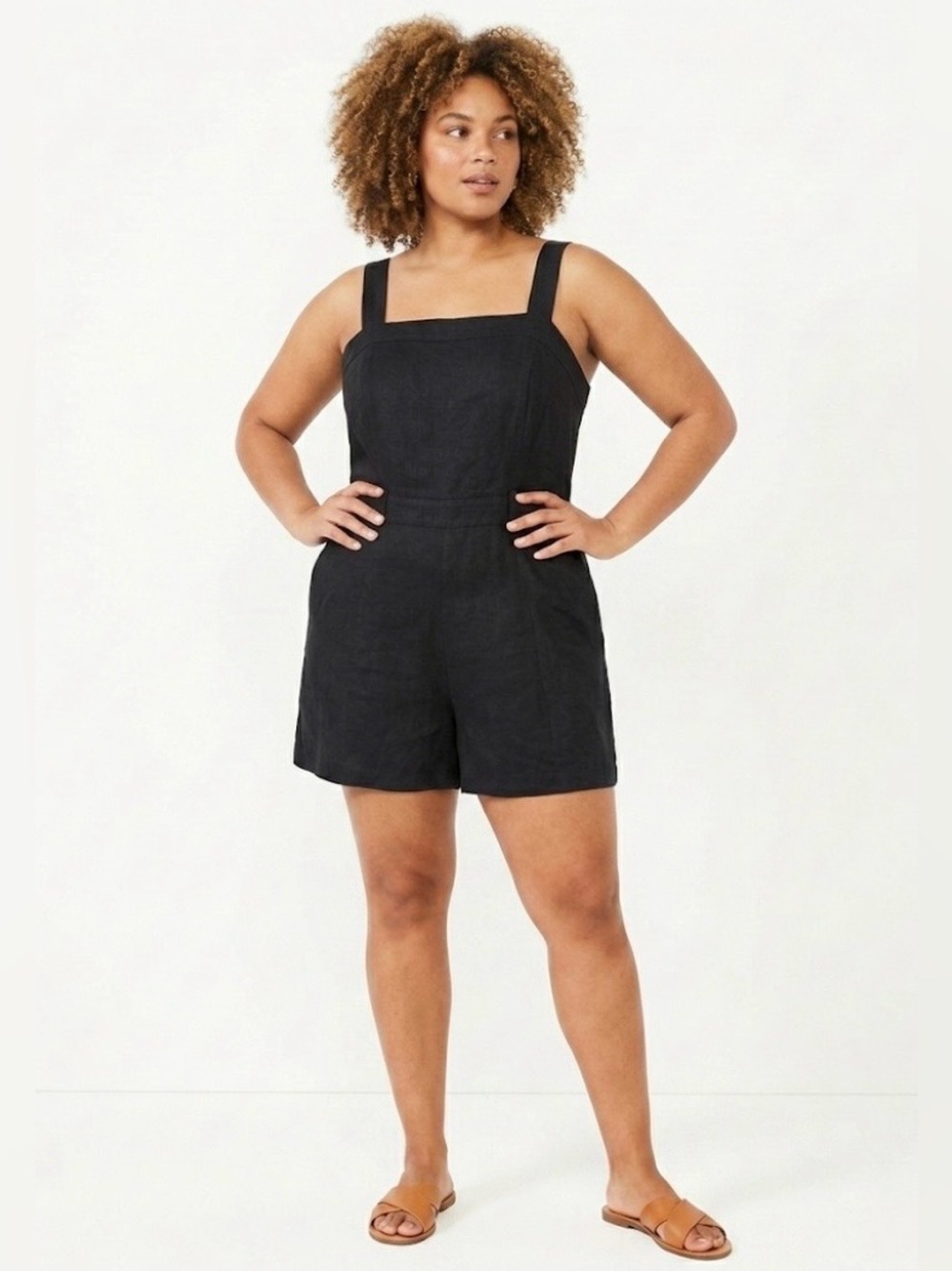LOFT Black Linen Blend Jumpsuit/Romper - Size 16